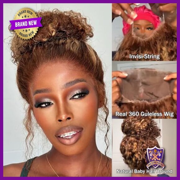 360 Lace Front Human Hair Wig Deep Wave 18 Inch Pre Plucked